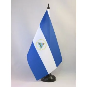 DRAPEAU DE TABLE NICARAGUA 21x14cm - PETIT DRAPEAUX DE BUREAU NICARAGUAYEN 14 x 21 cm