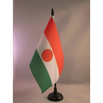 DRAPEAU DE TABLE NIGER 21x14cm - PETIT DRAPEAUX DE BUREAU NIGÉRIEN 14 x 21 cm