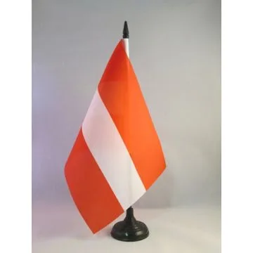 DRAPEAU DE TABLE AUTRICHE 21x14cm - PETIT DRAPEAUX DE BUREAU AUTRICHIEN 14 x 21 cm
