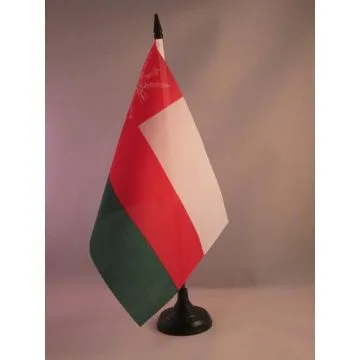 DRAPEAU DE TABLE OMAN 21x14cm - PETIT DRAPEAUX DE BUREAU OMANAIS 14 x 21 cm