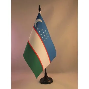 DRAPEAU DE TABLE OUZBÉKISTAN 21x14cm - PETIT DRAPEAUX DE BUREAU OUZBEK 14 x 21 cm