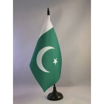 DRAPEAU DE TABLE PAKISTAN 21x14cm - PETIT DRAPEAUX DE BUREAU PAKISTANAIS 14 x 21 cm