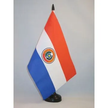 DRAPEAU DE TABLE PARAGUAY 21x14cm - PETIT DRAPEAUX DE BUREAU PARAGUAYEN 14 x 21 cm