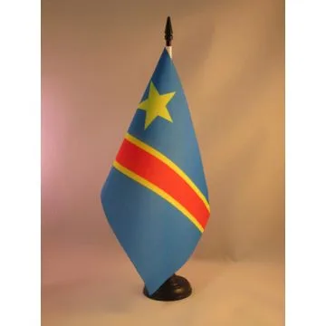 DRAPEAU DE TABLE RÉPUBLIQUE DÉMOCRATIQUE DU CONGO 21x14cm - PETIT DRAPEAUX DE BUREAU CONGOLAIS 14 x 21 cm
