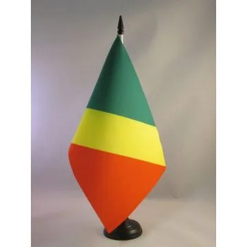 DRAPEAU DE TABLE RÉPUBLIQUE DU CONGO 21x14cm - PETIT DRAPEAUX DE BUREAU CONGOLAIS 14 x 21 cm