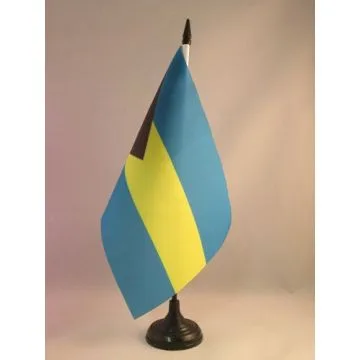 DRAPEAU DE TABLE BAHAMAS 21x14cm - PETIT DRAPEAUX DE BUREAU BAHAMÉEN 14 x 21 cm