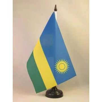 DRAPEAU DE TABLE RWANDA 21x14cm - PETIT DRAPEAUX DE BUREAU RWANDAIS 14 x 21 cm
