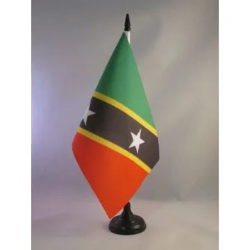 DRAPEAU DE TABLE SAINT KITTS ET NEVIS 21x14cm - PETIT DRAPEAUX DE BUREAU KITTITIEN-NEVICIEN 14 x 21 cm
