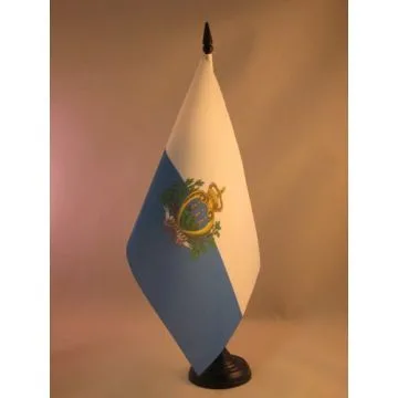 DRAPEAU DE TABLE SAINT MARIN 21x14cm - PETIT DRAPEAUX DE BUREAU SAINT-MARINAIS 14 x 21 cm