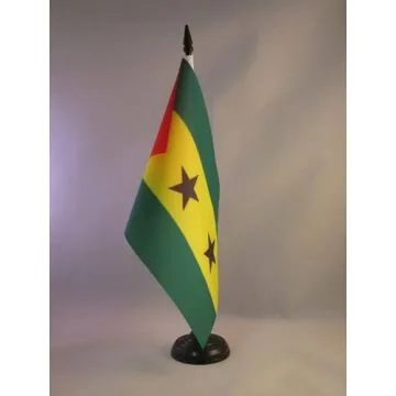 DRAPEAU DE TABLE SAO TOMÉ 21x14cm - PETIT DRAPEAUX DE BUREAU SANTOMÉEN 14 x 21 cm