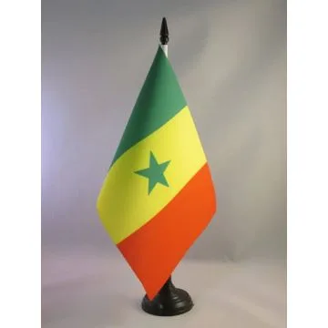 DRAPEAU DE TABLE SÉNÉGAL 21x14cm - PETIT DRAPEAUX DE BUREAU SÉNÉGALAIS 14 x 21 cm