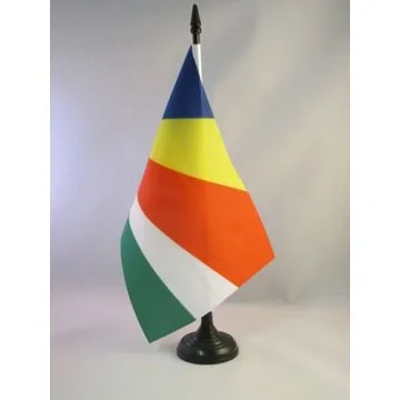 DRAPEAU DE TABLE SEYCHELLES 21x14cm - PETIT DRAPEAUX DE BUREAU SEYCHELLOIS 14 x 21 cm