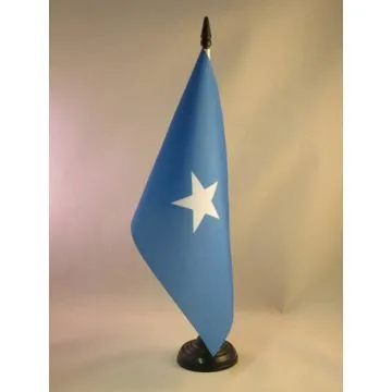 DRAPEAU DE TABLE SOMALIE 21x14cm - PETIT DRAPEAUX DE BUREAU SOMALIEN 14 x 21 cm
