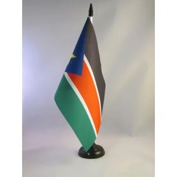 DRAPEAU DE TABLE SOUDAN DU SUD 21x14cm - PETIT DRAPEAUX DE BUREAU SUD SOUDANAIS 14 x 21 cm