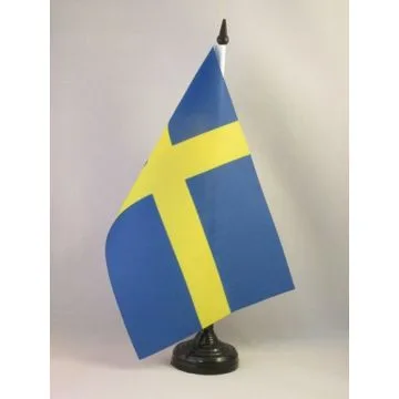 DRAPEAU DE TABLE SUÈDE 21x14cm - PETIT DRAPEAUX DE BUREAU SUÉDOIS 14 x 21 cm