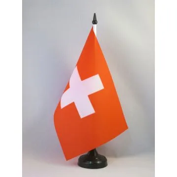 DRAPEAU DE TABLE SUISSE 21x14cm - PETIT DRAPEAUX DE BUREAU HELVÉTIQUE 14 x 21 cm
