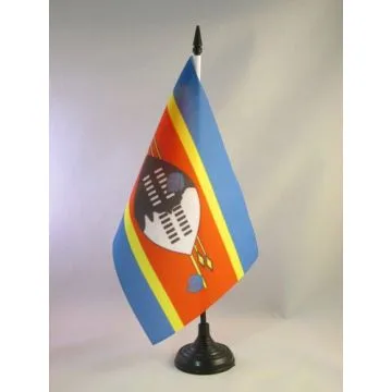 DRAPEAU DE TABLE SWAZILAND 21x14cm - PETIT DRAPEAUX DE BUREAU SWAZI 14 x 21 cm
