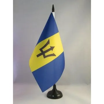 DRAPEAU DE TABLE BARBADE 21x14cm - PETIT DRAPEAUX DE BUREAU BARBADIEN 14 x 21 cm