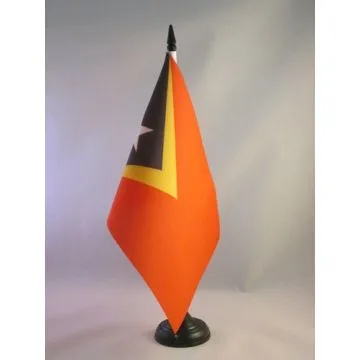 DRAPEAU DE TABLE TIMOR ORIENTAL 21x14cm - PETIT DRAPEAUX DE BUREAU TIMORAIS 14 x 21 cm