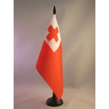 DRAPEAU DE TABLE TONGA 21x14cm - PETIT DRAPEAUX DE BUREAU TONGIEN 14 x 21 cm