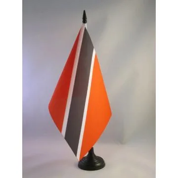 DRAPEAU DE TABLE TRINIDAD-ET-TOBAGO 21x14cm - PETIT DRAPEAUX DE BUREAU TRINIDADIEN 14 x 21 cm