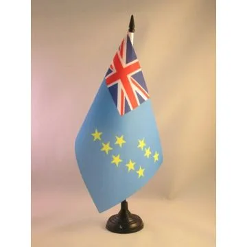 DRAPEAU DE TABLE TUVALU 21x14cm - PETIT DRAPEAUX DE BUREAU TUVALUAN 14 x 21 cm