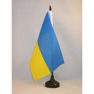 DRAPEAU DE TABLE UKRAINE 21x14cm - PETIT DRAPEAUX DE BUREAU UKRAINIEN 14 x 21 cm