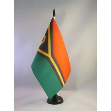 DRAPEAU DE TABLE VANUATU 21x14cm - PETIT DRAPEAUX DE BUREAU VANUATAIS 14 x 21 cm