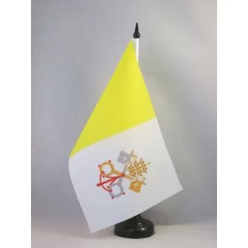 DRAPEAU DE TABLE VATICAN 21x14cm - PETIT DRAPEAUX DE BUREAU VATICAN 14 x 21 cm
