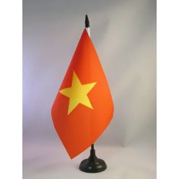 DRAPEAU DE TABLE VIETNAM 21x14cm - PETIT DRAPEAUX DE BUREAU VIETNAMIEN 14 x 21 cm