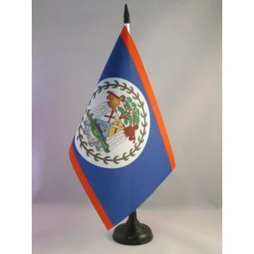 DRAPEAU DE TABLE BELIZE 21x14cm - PETIT DRAPEAUX DE BUREAU BÉLIZIEN 14 x 21 cm