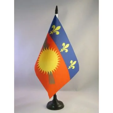 DRAPEAU DE TABLE GUADELOUPE 21x14cm - PETIT DRAPEAUX DE BUREAU GUADELOUPÉEN - FRANCE 14 x 21 cm
