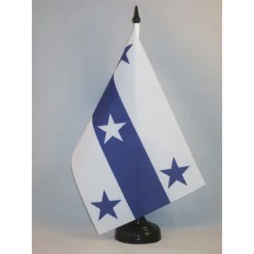 DRAPEAU DE TABLE ÎLES GAMBIER 21x14cm - PETIT DRAPEAUX DE BUREAU POLYNÉSIEN - POLYNÉSIE FRANÇAISE - FRANCE 14 x 21 cm