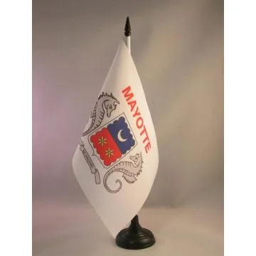 DRAPEAU DE TABLE MAYOTTE 21x14cm - PETIT DRAPEAUX DE BUREAU MAHORAIS - FRANCE 14 x 21 cm