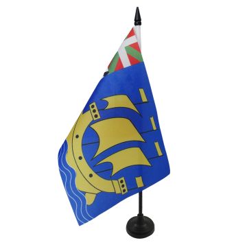 DRAPEAU DE TABLE SAINT PIERRE ET MIQUELON 21x14cm - PETIT DRAPEAUX DE BUREAU FRANÇAIS - FRANCE 14 x 21 cm