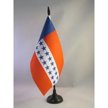DRAPEAU DE TABLE TUAMOTU 21x14cm - PETIT DRAPEAUX DE BUREAU POLYNÉSIEN - POLYNÉSIE FRANÇAISE - FRANCE 14 x 21 cm