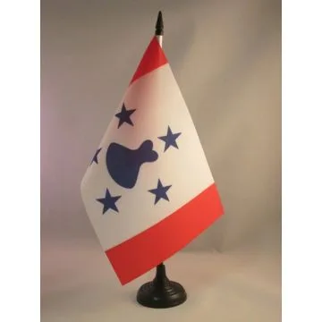 DRAPEAU DE TABLE TUBUAI 21x14cm - PETIT DRAPEAUX DE BUREAU POLYNÉSIEN - POLYNÉSIE FRANÇAISE - FRANCE 14 x 21 cm