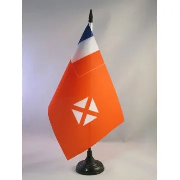 DRAPEAU DE TABLE WALLIS ET FUTUNA 21x14cm - PETIT DRAPEAUX DE BUREAU WALLISIEN FUTUNIEN - FRANCE 14 x 21 cm