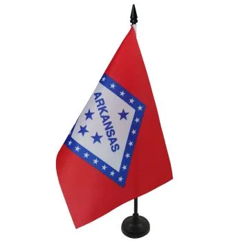 DRAPEAU DE TABLE ARKANSAS 21x14cm - PETIT DRAPEAUX DE BUREAU ETAT AMÉRICAIN - USA - ETATS-UNIS 14 x 21 cm