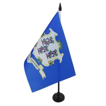 DRAPEAU DE TABLE CONNECTICUT 21x14cm - PETIT DRAPEAUX DE BUREAU ETAT AMÉRICAIN - USA - ETATS-UNIS 14 x 21 cm