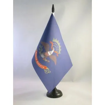 DRAPEAU DE TABLE DAKOTA DU NORD 21x14cm - PETIT DRAPEAUX DE BUREAU ETAT AMÉRICAIN - USA - ETATS-UNIS 14 x 21 cm