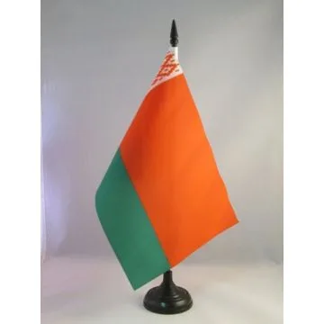 DRAPEAU DE TABLE BIÉLORUSSIE 21x14cm - PETIT DRAPEAUX DE BUREAU BIÉLORUSSE 14 x 21 cm
