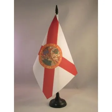 DRAPEAU DE TABLE FLORIDE 21x14cm - PETIT DRAPEAUX DE BUREAU FLORIDIEN - ETAT AMÉRICAIN - USA - ETATS-UNIS 14 x 21 cm