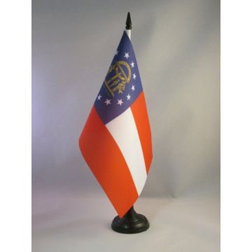 DRAPEAU DE TABLE GEORGIE 21x14cm - PETIT DRAPEAUX DE BUREAU GÉORGIEN - ETAT AMÉRICAIN - USA - ETATS-UNIS 14 x 21 cm