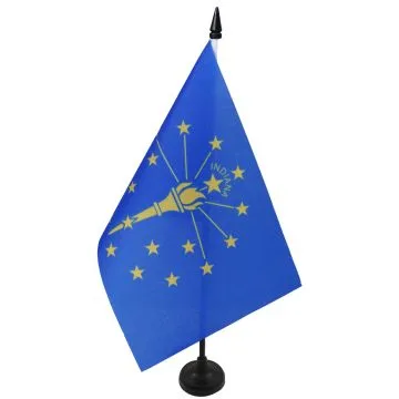 DRAPEAU DE TABLE INDIANA 21x14cm - PETIT DRAPEAUX DE BUREAU ETAT AMÉRICAIN - USA - ETATS-UNIS 14 x 21 cm