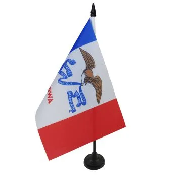 DRAPEAU DE TABLE IOWA 21x14cm - PETIT DRAPEAUX DE BUREAU ETAT AMÉRICAIN - USA - ETATS-UNIS 14 x 21 cm