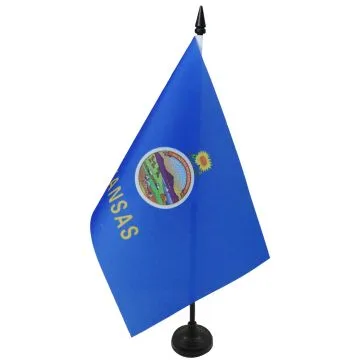 DRAPEAU DE TABLE KANSAS 21x14cm - PETIT DRAPEAUX DE BUREAU ETAT AMÉRICAIN - USA - ETATS-UNIS 14 x 21 cm