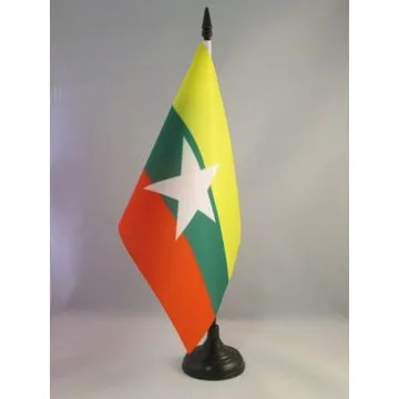 DRAPEAU DE TABLE BIRMANIE 21x14cm - PETIT DRAPEAUX DE BUREAU BIRMAN 14 x 21 cm