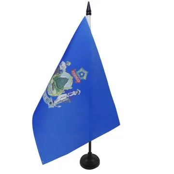 DRAPEAU DE TABLE MAINE 21x14cm - PETIT DRAPEAUX DE BUREAU ETAT AMÉRICAIN - USA - ETATS-UNIS 14 x 21 cm