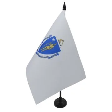 DRAPEAU DE TABLE MASSACHUSETTS 21x14cm - PETIT DRAPEAUX DE BUREAU ETAT AMÉRICAIN - USA - ETATS-UNIS 14 x 21 cm